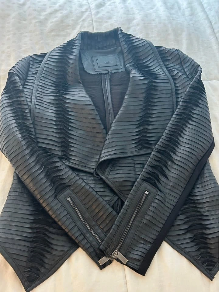 LINE the label Lambskin Leather Moto Jacket- Small - photo 2
