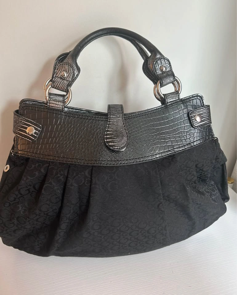 Y2K Guess Black Monogram Handbag Rhinestone G charm - photo 2