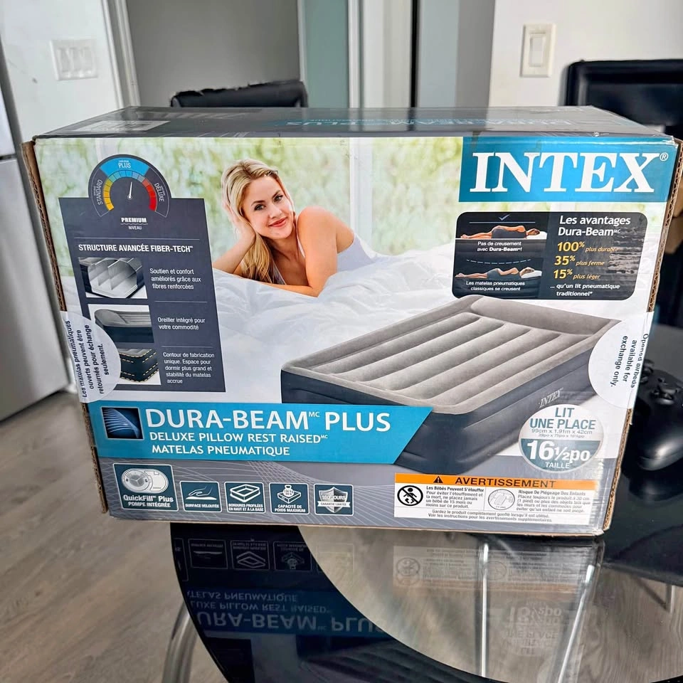 Intex® Deluxe Pillow Rest Airbed with Built-In Pump - Twin New