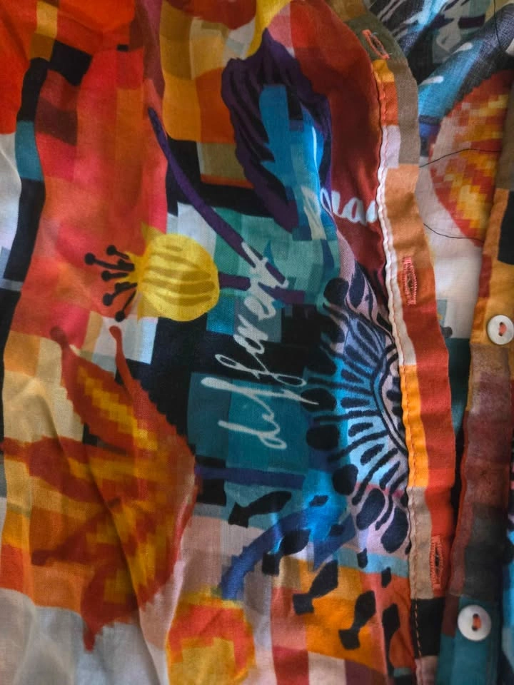 Desigual Multicolor Pixel Floral Button Down Shirt - photo 3
