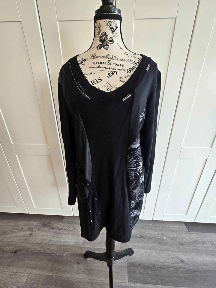 Black Patchwork Tunic Dress