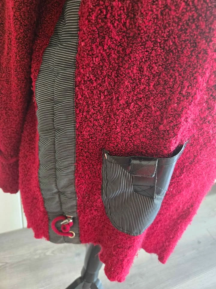 Burgundy Cowl Neck Textured Knit Tunic Sweater - photo 2