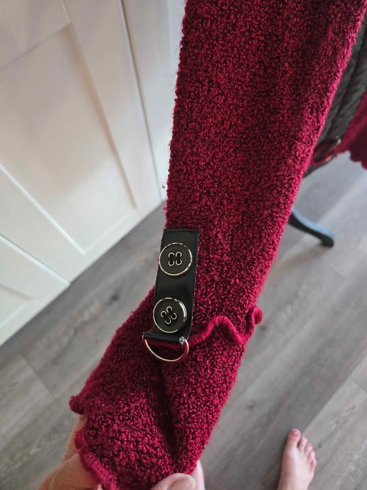 Burgundy Cowl Neck Textured Knit Tunic Sweater - photo 3