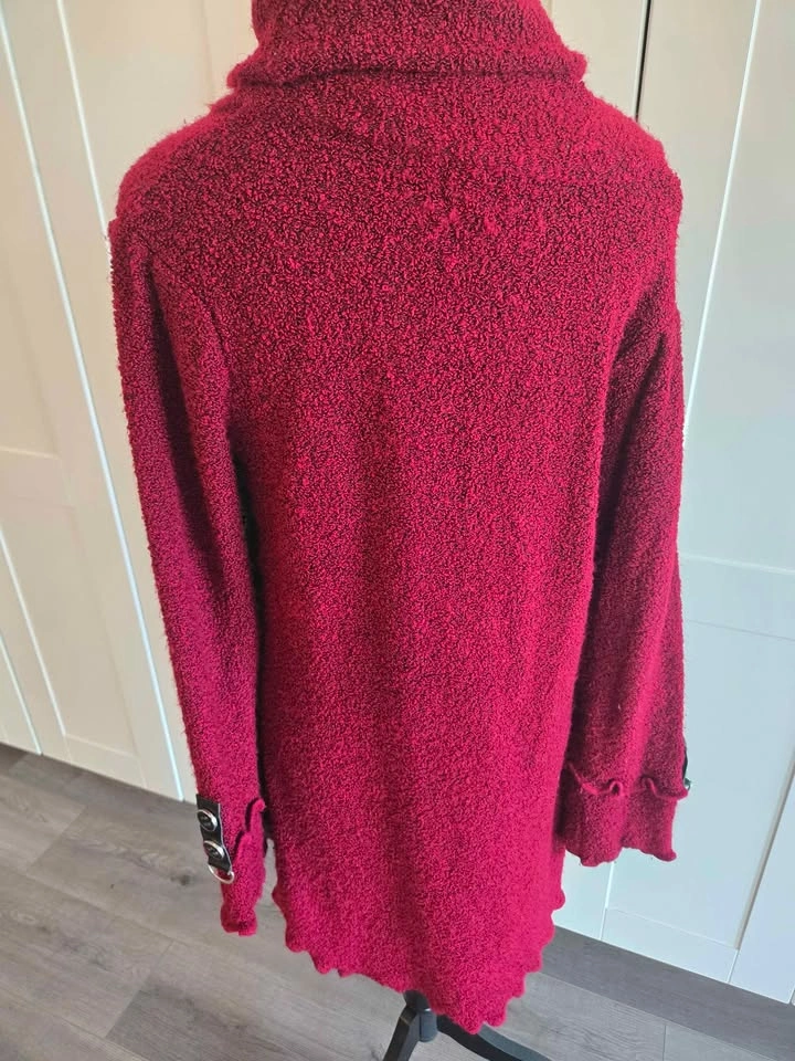 Burgundy Cowl Neck Textured Knit Tunic Sweater - photo 5
