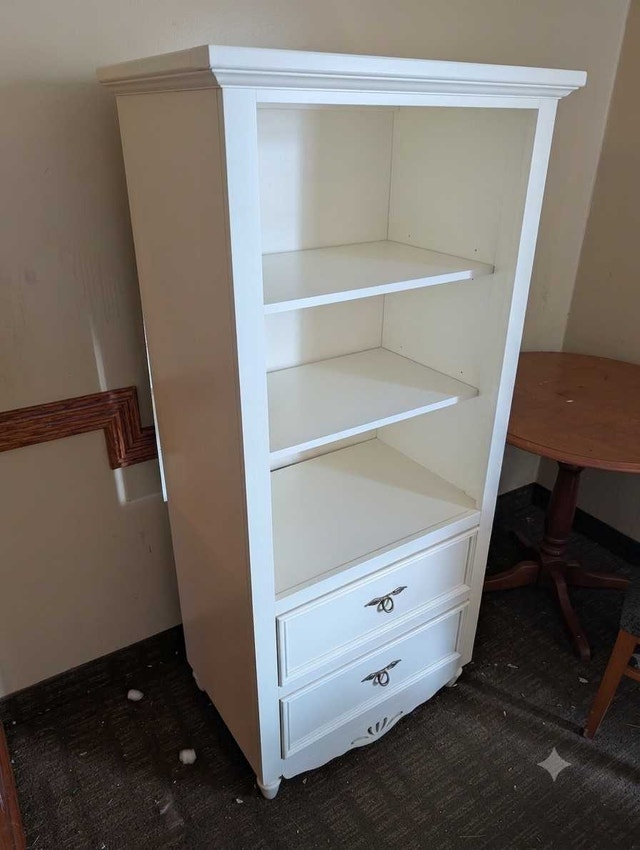 White Wooden Desk & Bookshelf Set