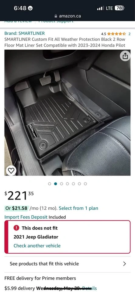 3D SMARTLINER Floor Mats for 2023-25 Honda Pilot - photo 2