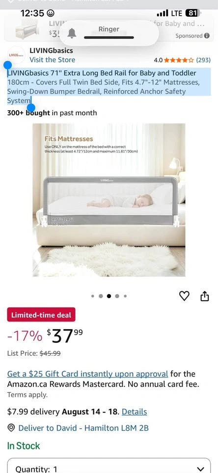 LIVINGbasics 71'' Extra Long Bed Rail for Baby and Toddler - photo 3