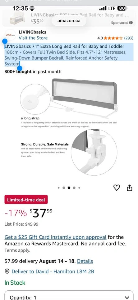 LIVINGbasics 71'' Extra Long Bed Rail for Baby and Toddler - photo 5