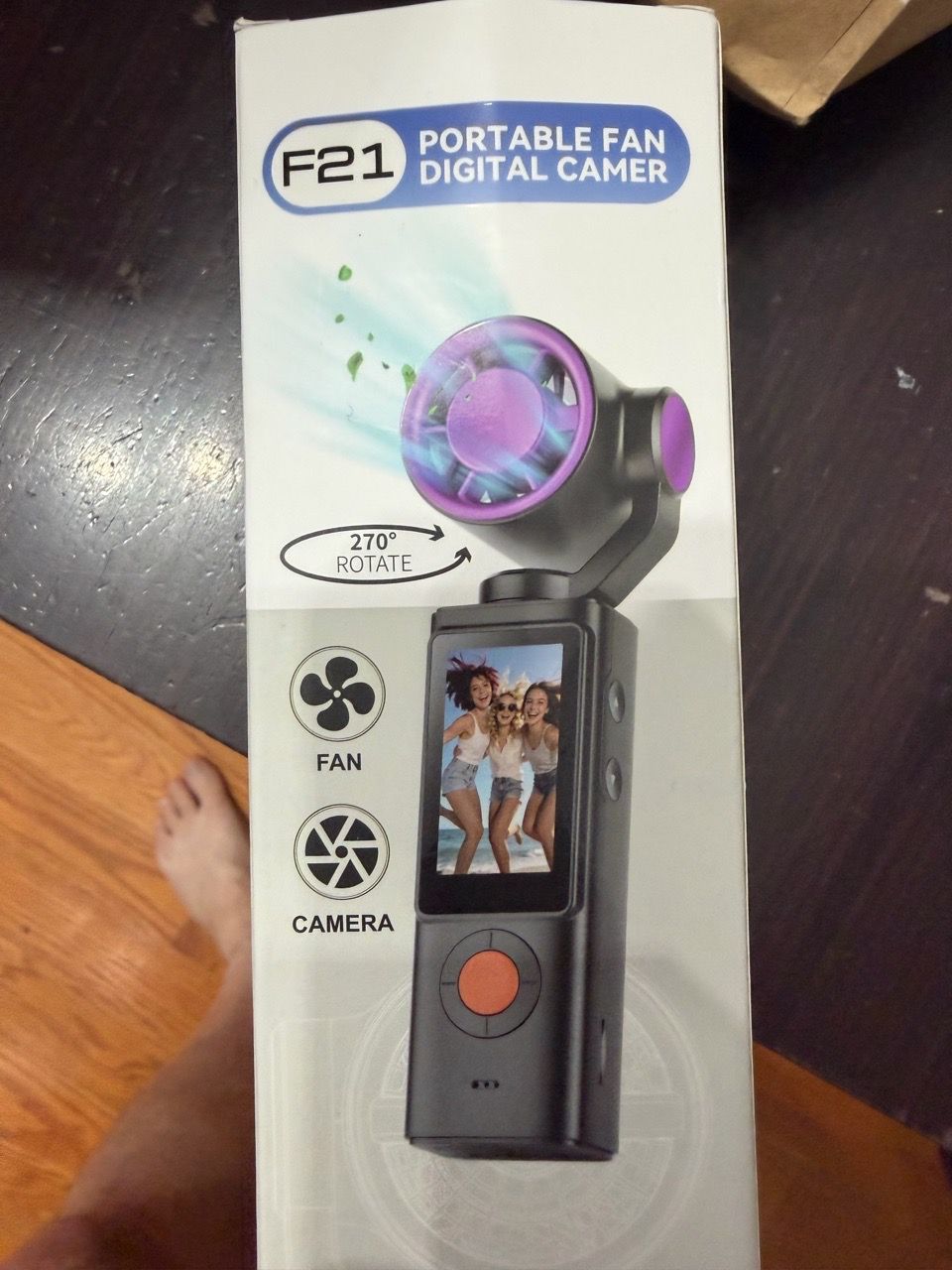 Portable Vlogging Camera with Cooling Fan, 180° Rotating Lens, H