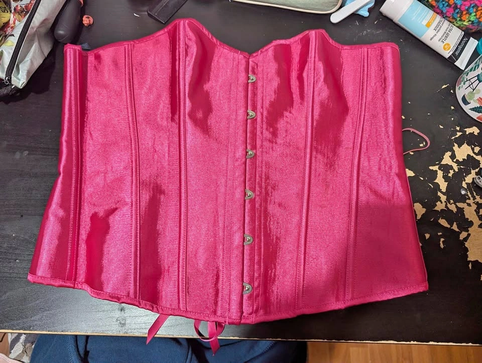 Pink boned corset 5-6XL