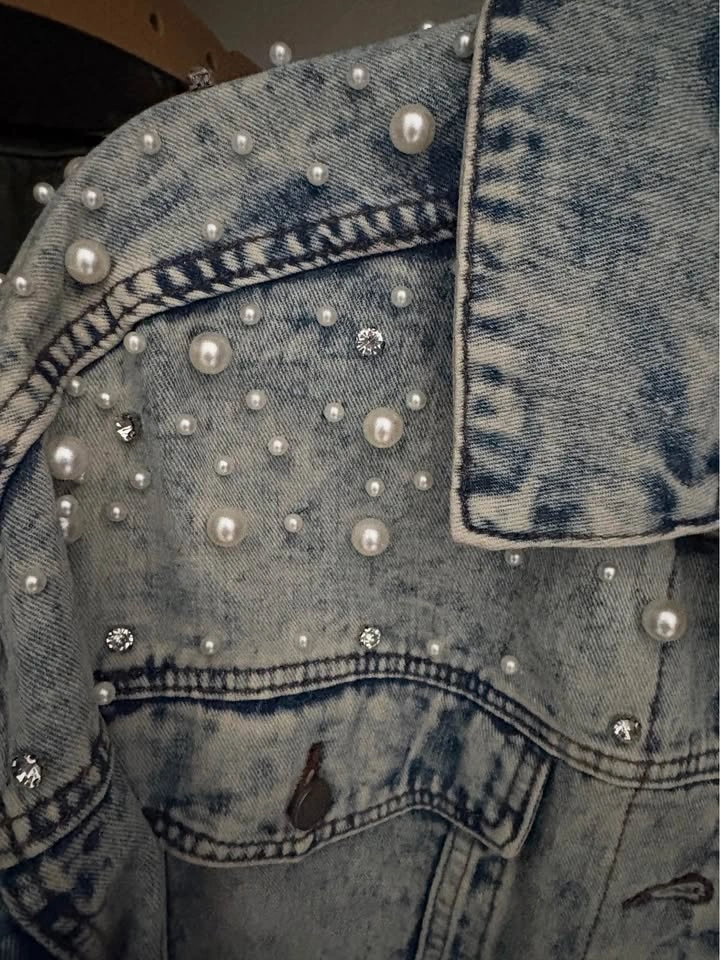 Pearl and Rhinestone Embellished Denim Jacket BNWT - photo 2