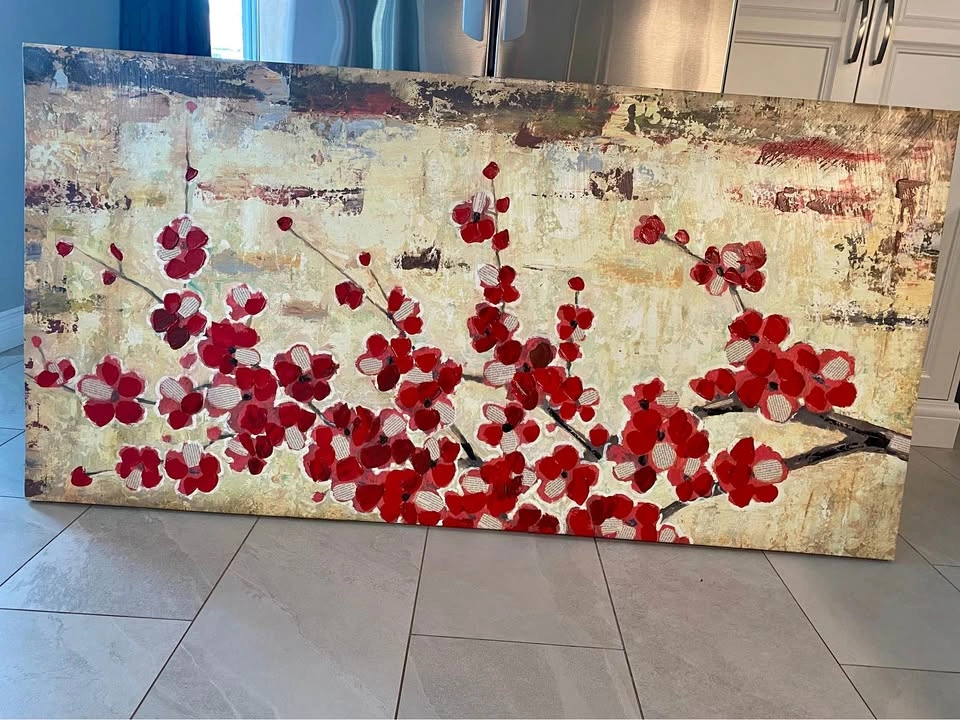 Modern Red Blossom Canvas Wall Art