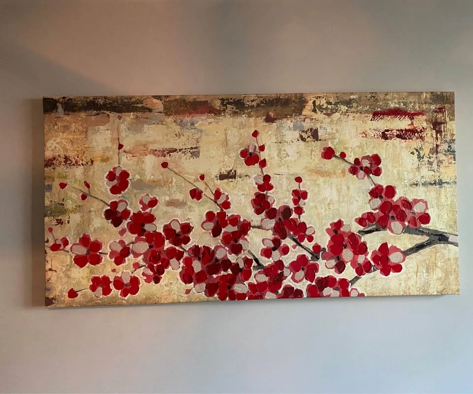 Modern Red Blossom Canvas Wall Art - photo 3