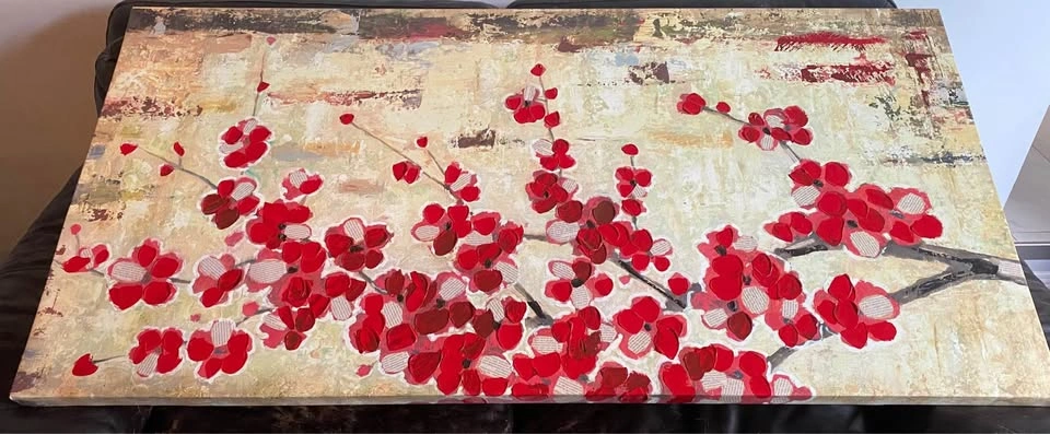 Modern Red Blossom Canvas Wall Art - photo 4