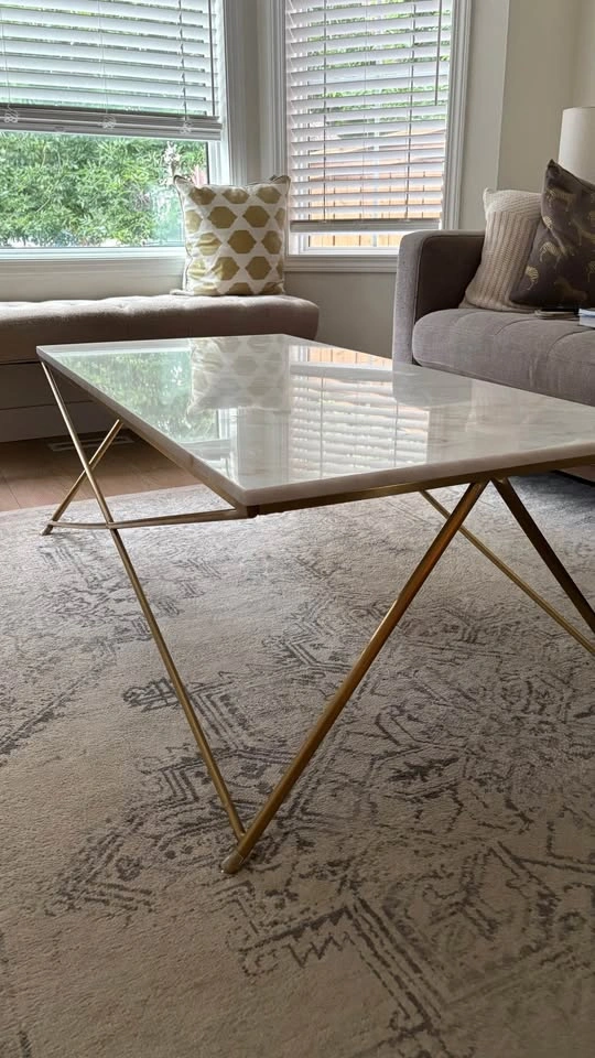 White/Gold Marble Coffee Table - photo 2