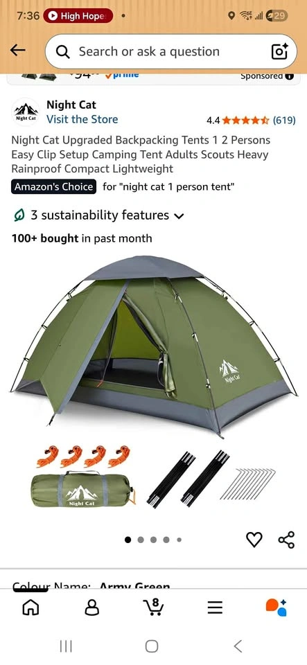 Night Cat Upgraded Backpacking Tent 1-2 Person