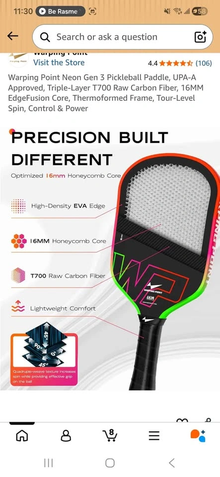 Warping Point Neon Gen 3 Pickleball Paddle - photo 3