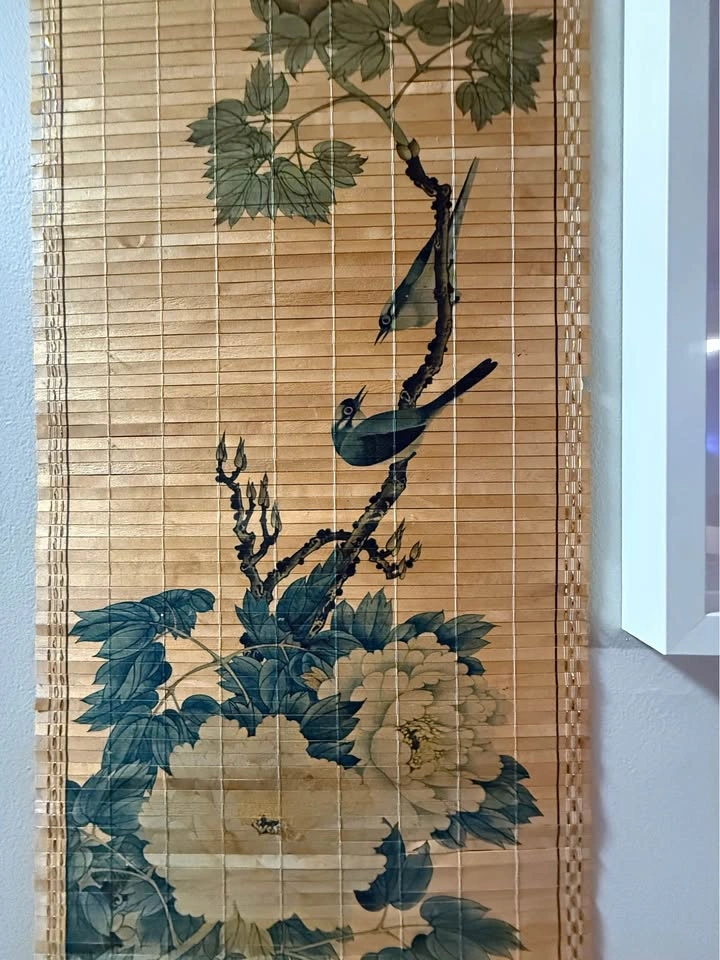 Vintage Asian Hand-painted Bamboo hanging scroll - photo 2