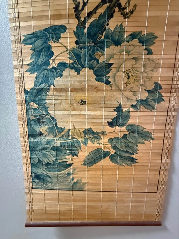 Vintage Asian Hand-painted Bamboo hanging scroll - photo 3