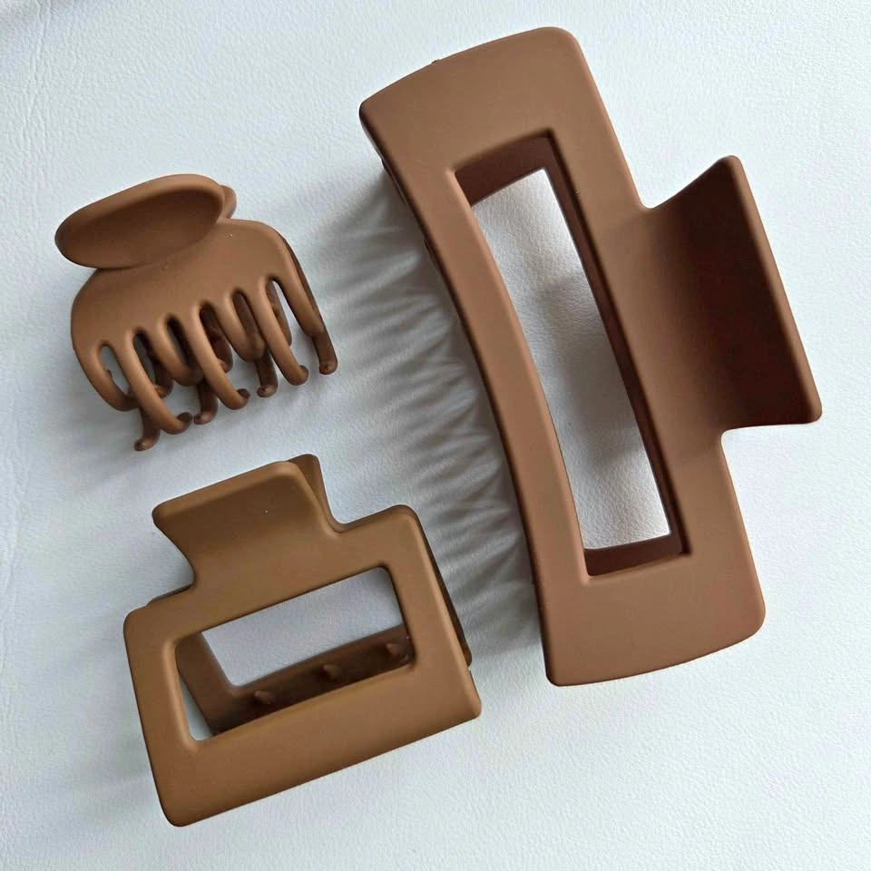Matte Brown Hair Claw Clip Set
