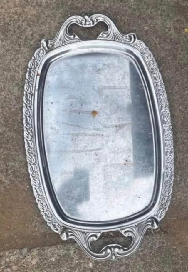 Silver plated metal serving tray