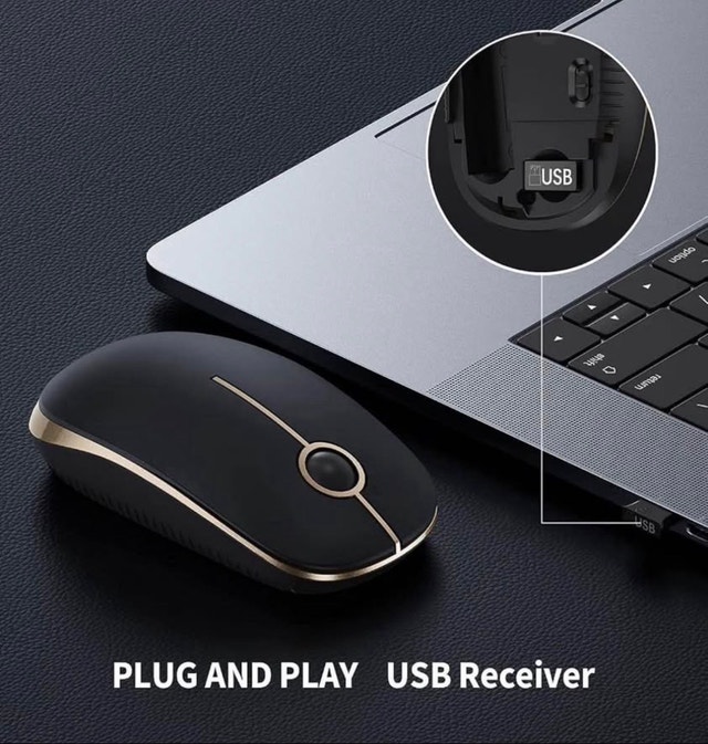 Wireless Mouse, 2.4G Slim Computer Mice, Black and Gold - photo 3