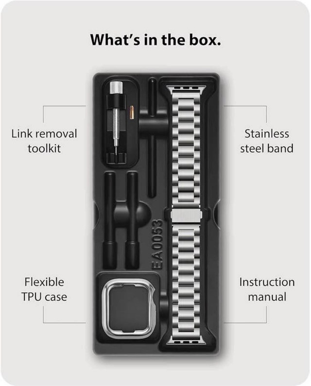 Fullmosa Metal Band with Case for Apple Watch 46mm, Silver - photo 5