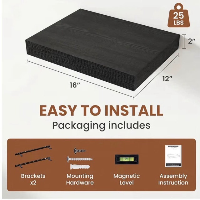 16x12x2 Inch Floating Shelves for Display - photo 3