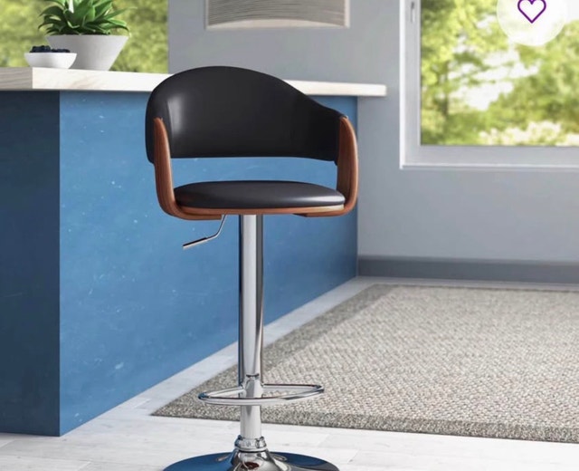 Swivel Adjustable Height Faux Leather Mid-Century Bar