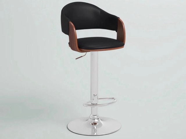 Swivel Adjustable Height Faux Leather Mid-Century Bar - photo 2