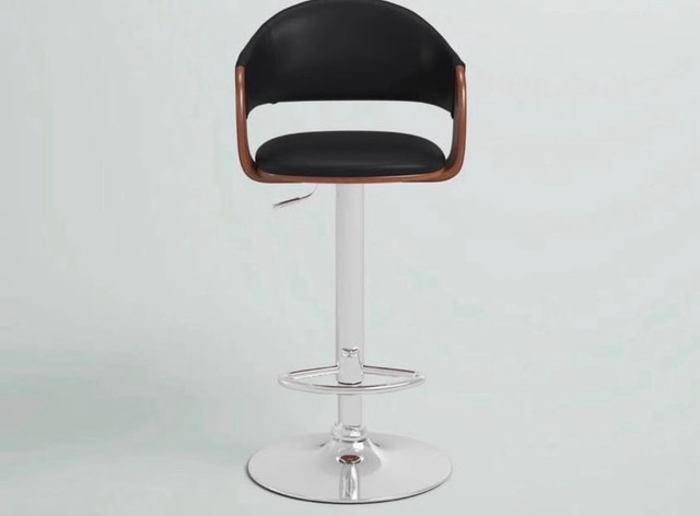 Swivel Adjustable Height Faux Leather Mid-Century Bar - photo 4