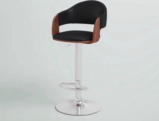 Swivel Adjustable Height Faux Leather Mid-Century Bar - photo 5