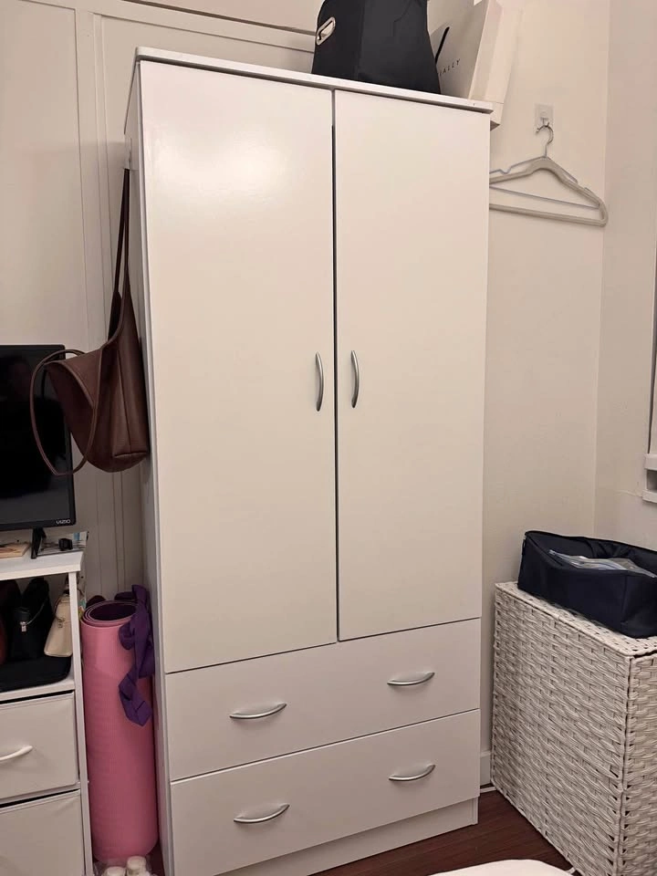 White 2-Door Wardrobe with 2 Drawers