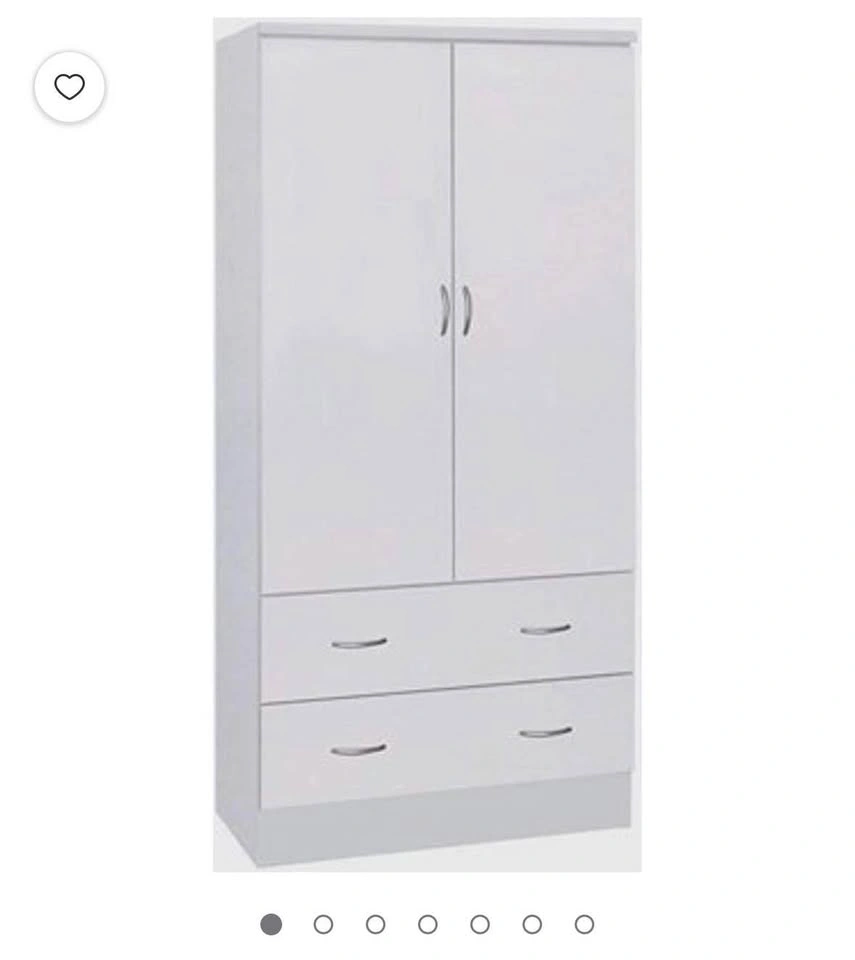 White 2-Door Wardrobe with 2 Drawers - photo 2