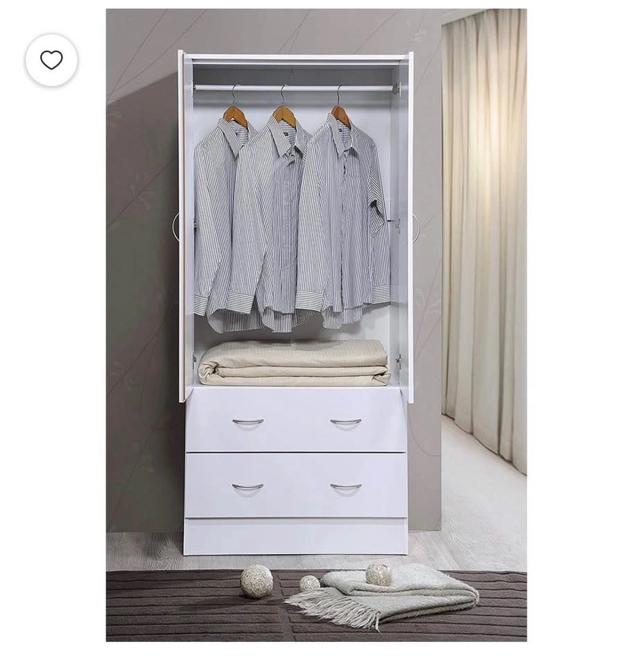 White 2-Door Wardrobe with 2 Drawers - photo 4