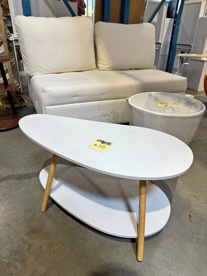 Modern White Oval Nordic Coffee Table - 2 Sizes Available