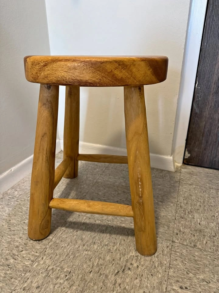 Vintage Round Wood Stool for sale
