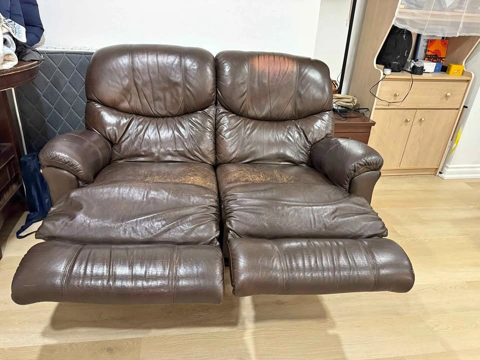 Leather Reclining Sofa – Moving Out Sale – $50