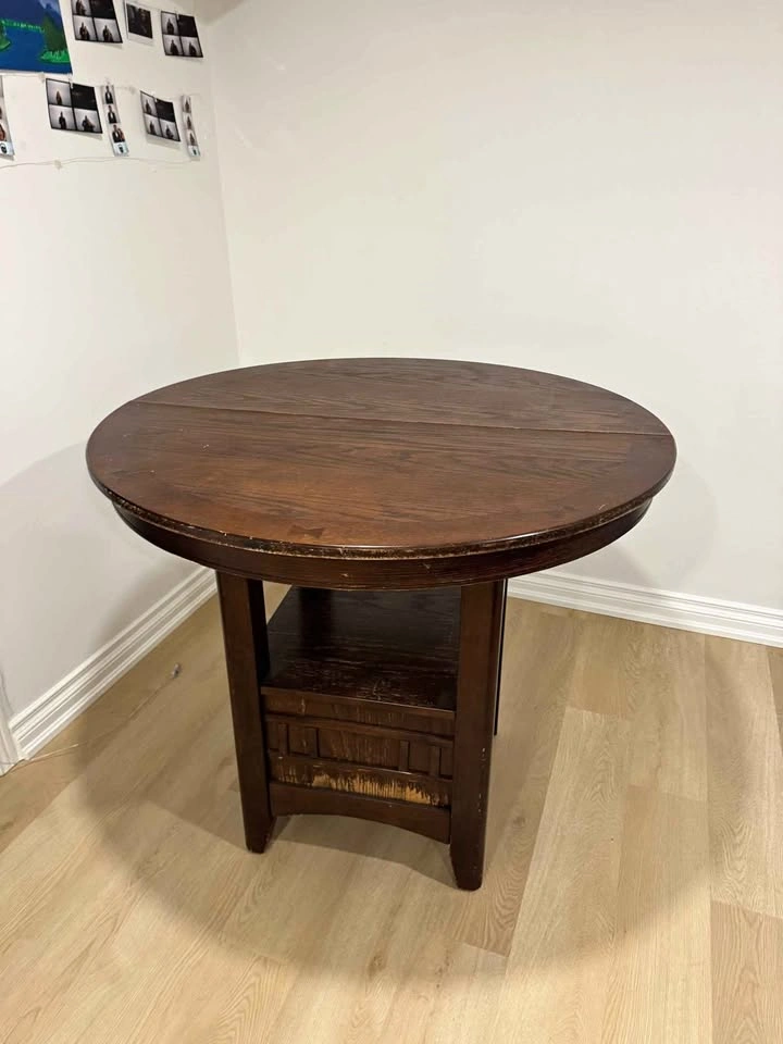 Dark Wood Round Side Table / Accent Table – $20