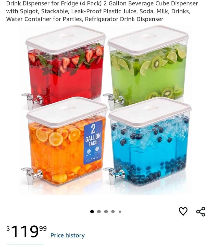 4x 2 Gallon Drink Dispensers - New