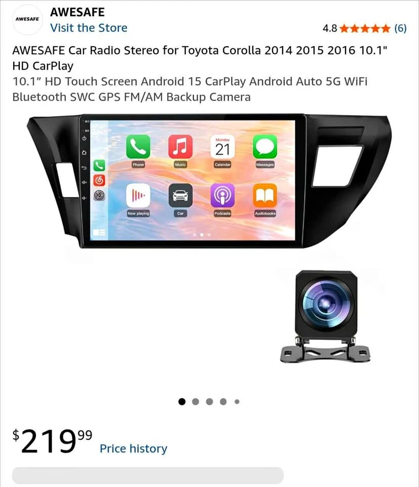 Touchscreen Stereo for Toyota Corolla (2014 to 2016) Android Aut