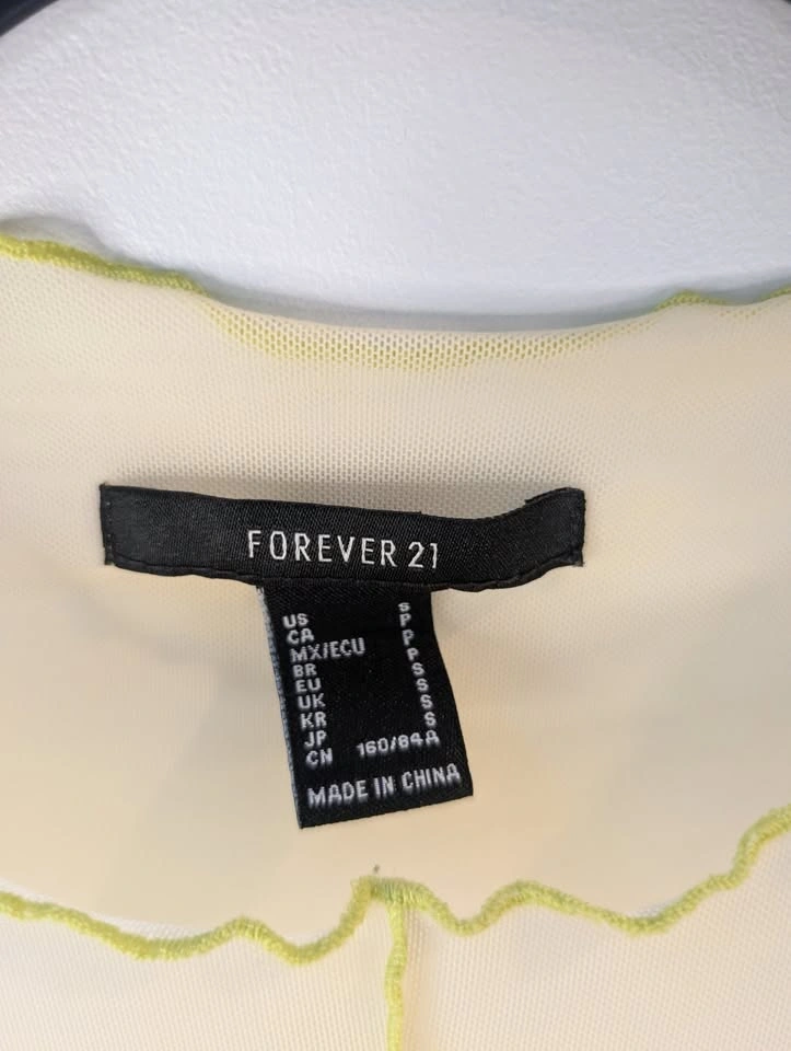 Forever 21 Neon Trim Sheer Mesh Crop Top Women's Size Small - photo 3