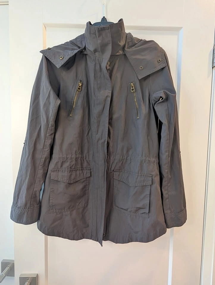 Ricki’s Charcoal Grey Hooded Utility Jacket Cargo Anorak XS/TP