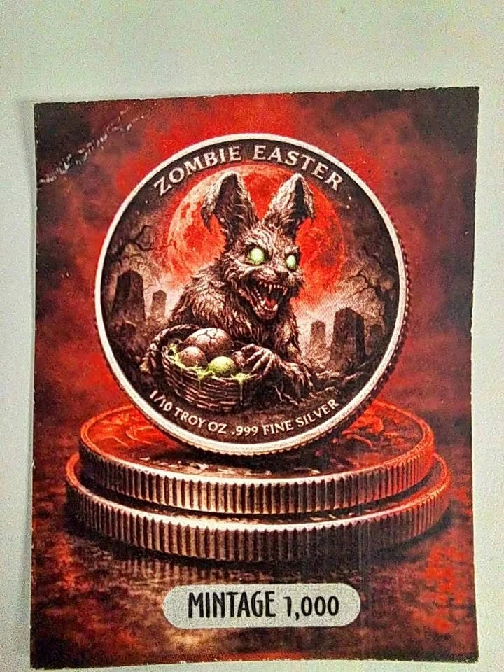 Zombie Easter 1/10 Troy Oz .999 Fine Silver Collectible - photo 3