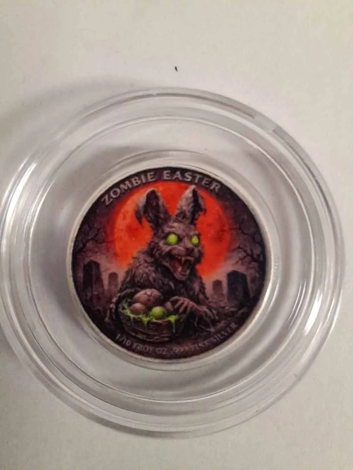 Zombie Easter 1/10 Troy Oz .999 Fine Silver Collectible - photo 2