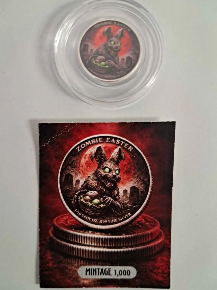 Zombie Easter 1/10 Troy Oz .999 Fine Silver Collectible - photo 4