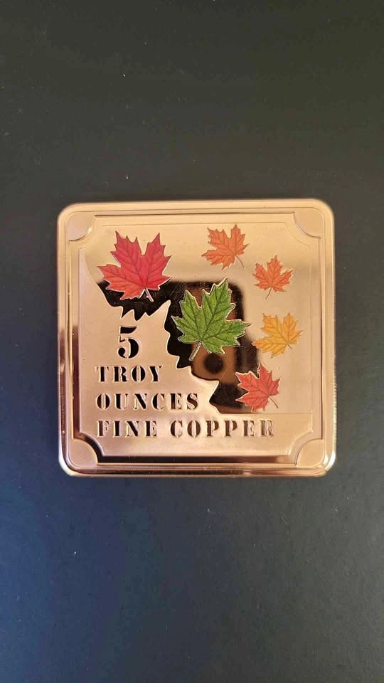 5oz Square Maple Collectible 999 Fine Copper