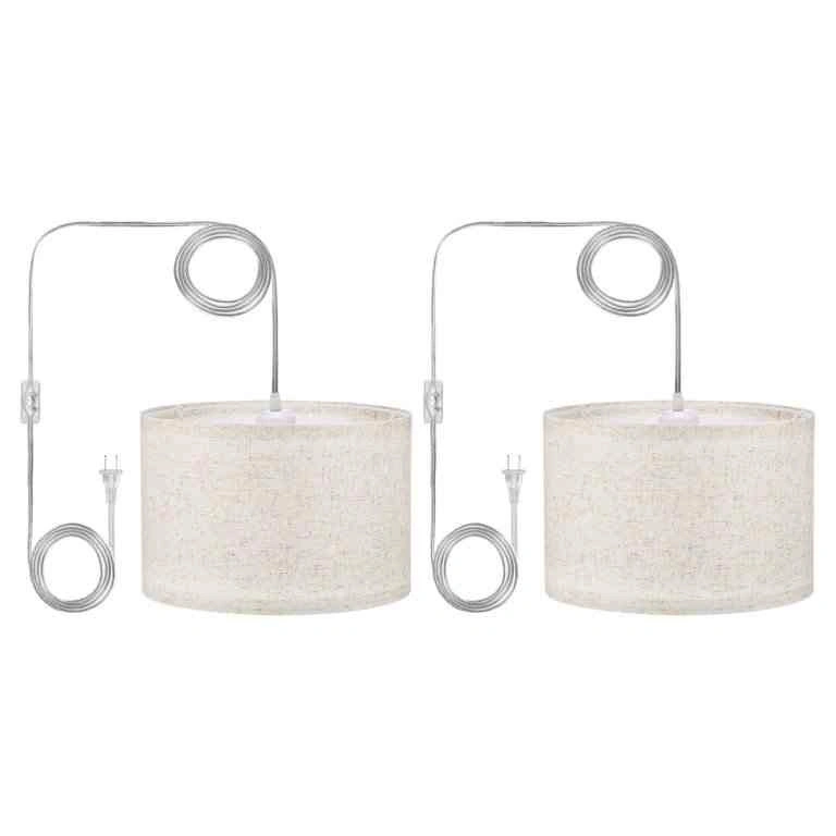 2 Pack Plug in Pendant Light, Hanging Light with 15Ft Clear Cord
