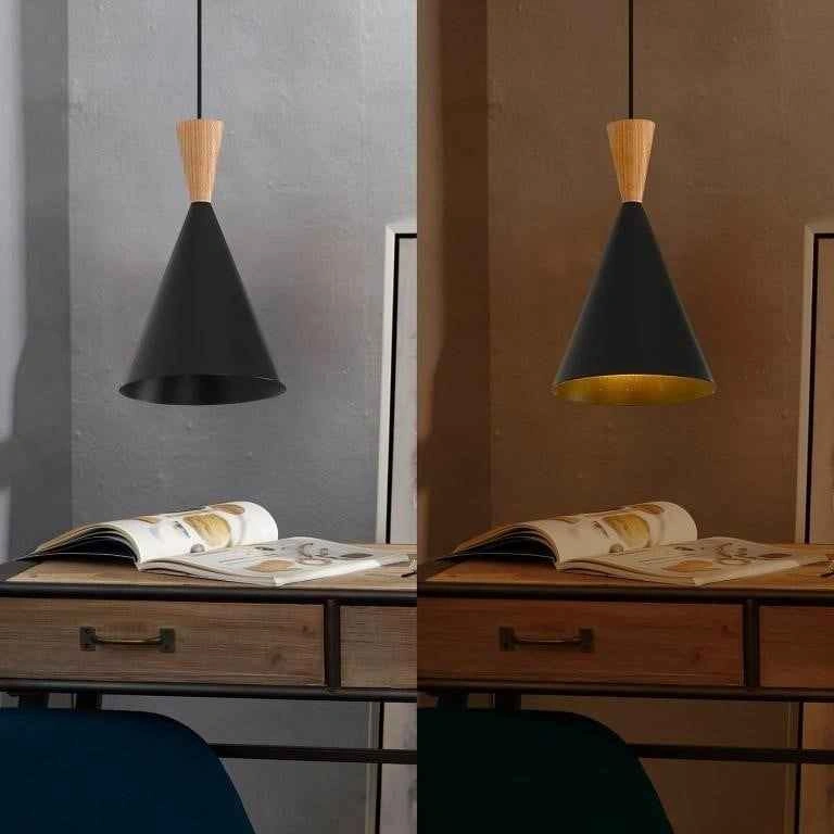 Modern Small Black Pendant Light Fixture with Plug - photo 2