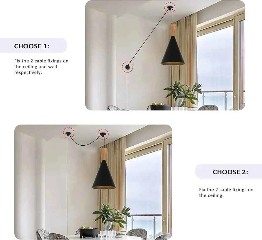 Modern Small Black Pendant Light Fixture with Plug - photo 5